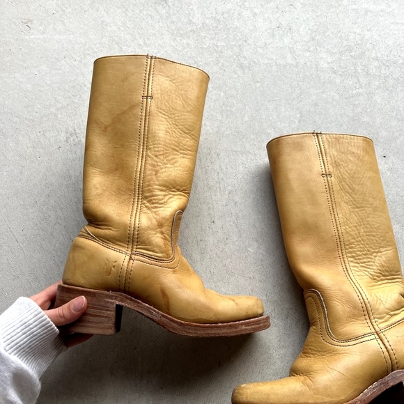 SOLD Vintage 70s Frye Campus Banana Boots Womens 5.5 Square Toe Marbled Boot - Picture 10 of 11